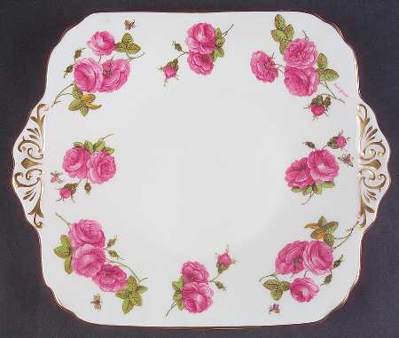 Century Rose Square Handled Cake Plate