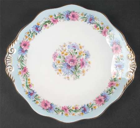 Cornflower Blue Handled Cake Plate