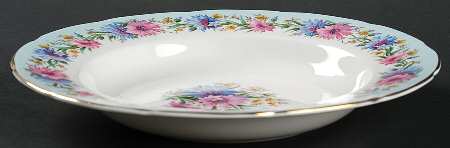 Cornflower Blue Rim Soup Bowl