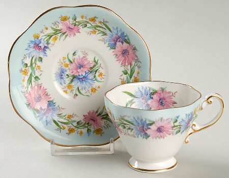 Cornflower Blue Footed Demitasse Cup & Saucer Set
