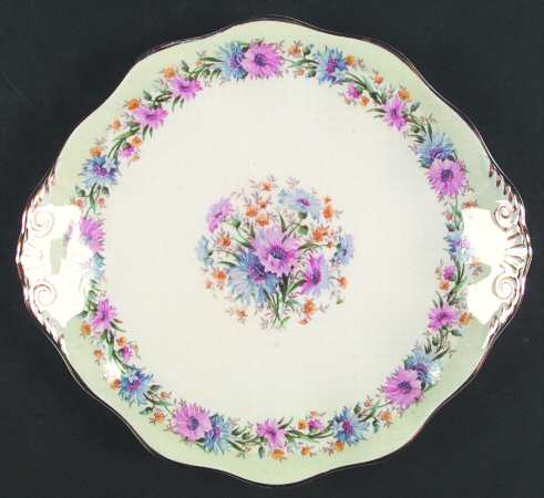Cornflower Green Handled Cake Plate