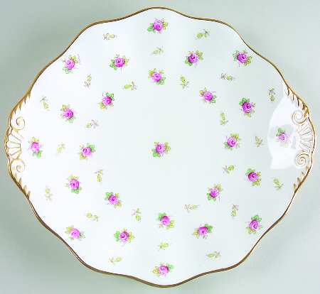 Dainty Rose Handled Cake Plate
