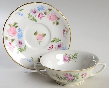 Elaine Footed Cream Soup Bowl & Saucer Set