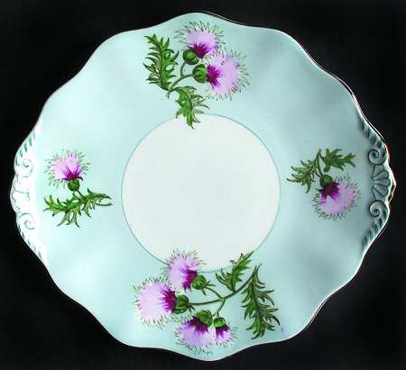Glengarry Thistle Light Blue Handled Cake Plate