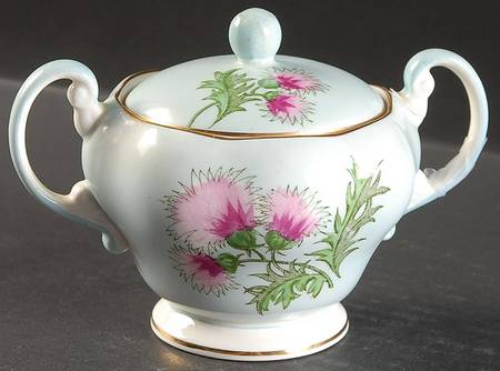 Glengarry Thistle Light Blue Sugar Bowl & Lid