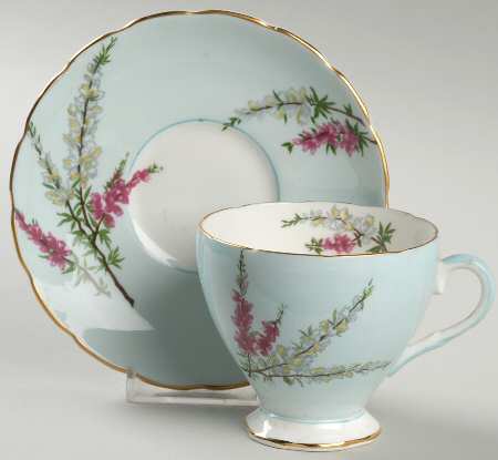 Highland Heather (12 Scalloped Salad Plate) Footed Cup & Saucer Set