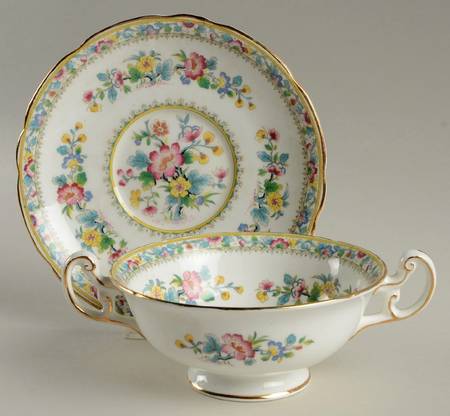 Ming Rose Footed Cream Soup Bowl & Saucer Set