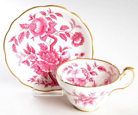 Peony Pink Footed Cup & Saucer Set