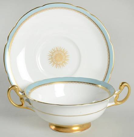 Versaille Footed Cream Soup Bowl & Saucer Set