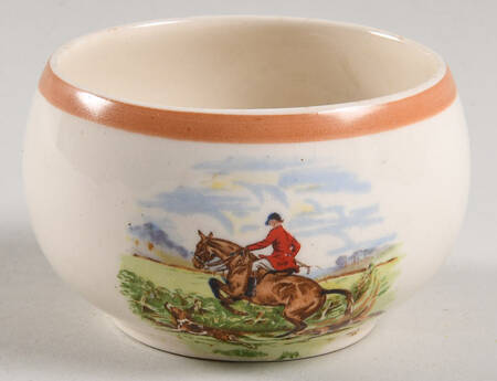 English Hunting Scenes (Salmon Pink Edge) Sugar Bowl No Lid
