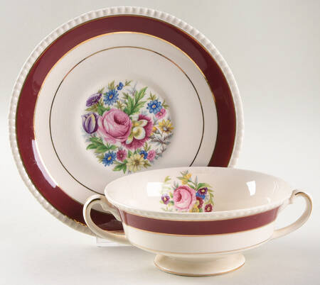 FON1 Footed Cream Soup Bowl & Saucer Set
