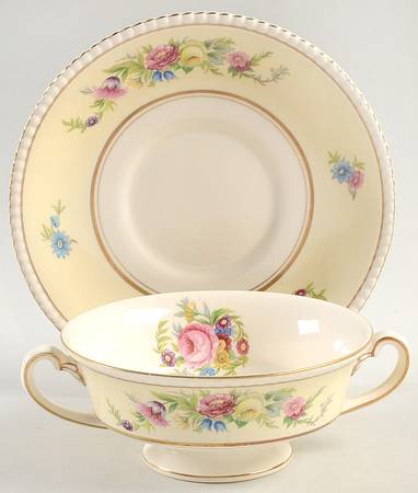 Hampton Court Footed Cream Soup Bowl & Saucer Set