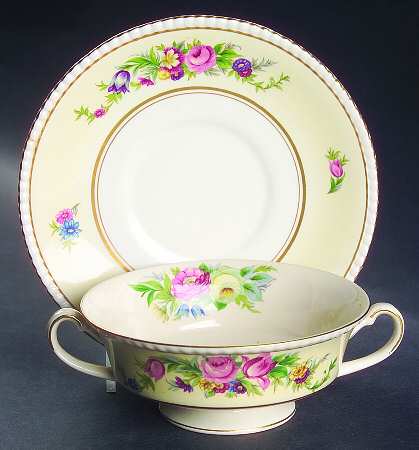 Hampton Court Footed Cream Soup Bowl & Saucer Set
