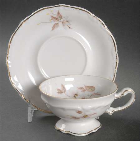 Brown Orchid Footed Cup & Saucer Set