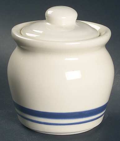 Blue Stripe Sugar Bowl & Lid