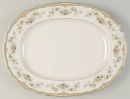 Aida (Gold Verge & Trim) 15" Oval Serving Platter