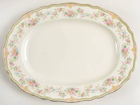 Aida (Green Verge & Gold Trim) 11" Oval Serving Platter