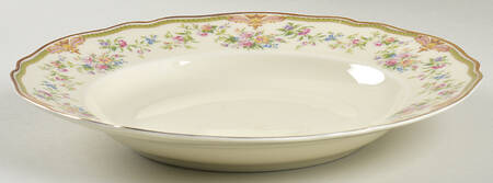 Aida (Green Verge & Gold Trim) Large Rim Soup Bowl