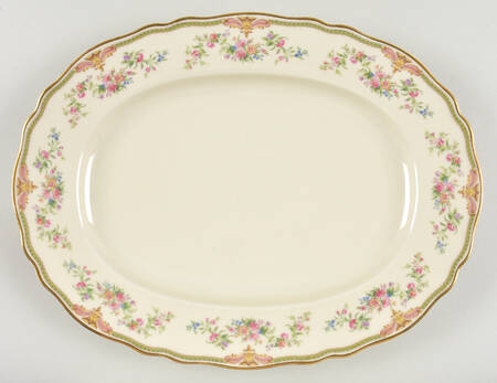 Aida (Green Verge & Gold Trim) 13" Oval Serving Platter by Franconia-Krautheim & Adelburg