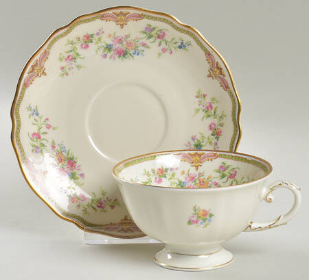 Aida (Green Verge & Gold Trim) Footed Cup & Saucer Set