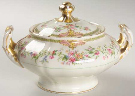 Aida (Green Verge & Gold Trim) Sugar Bowl & Lid