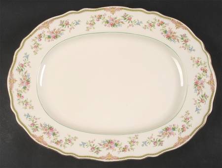 Aida (Green Verge & Gold Trim) 15" Oval Serving Platter