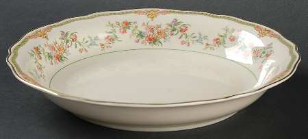 Aida (Green Verge & Gold Trim) Coupe Soup Bowl
