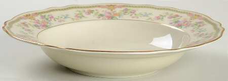 Aida (Green Verge & Gold Trim) Rim Soup Bowl
