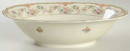 Aida (Green Verge & Gold Trim) 9" Oval Vegetable Bowl
