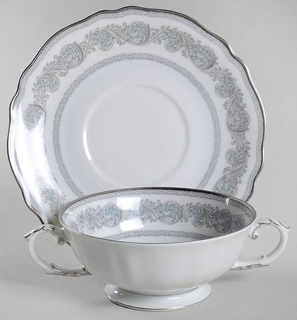 Argenta Footed Cream Soup Bowl & Saucer Set by Franconia-Krautheim & Adelburg