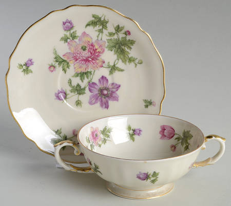 Barbara Footed Cream Soup Bowl & Saucer Set by Franconia-Krautheim & Adelburg