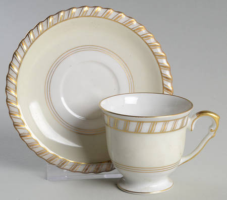 Baronial (White Center) Footed Demitasse Cup & Saucer Set