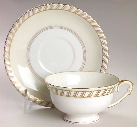 Baronial (White Center) Footed Cup & Saucer Set