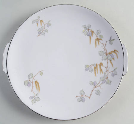 Birch Blossoms (Platinum Trim) Handled Cake Plate