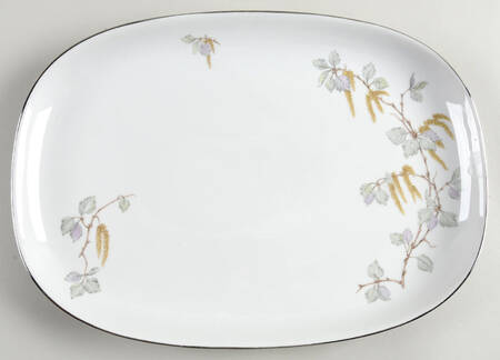 Birch Blossoms (Platinum Trim) 13" Oval Serving Platter