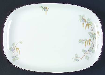 Birch Blossoms (Platinum Trim) 11" Oval Serving Platter