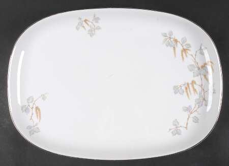 Birch Blossoms (Platinum Trim) 16" Oval Serving Platter