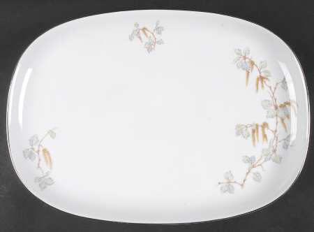 Birch Blossoms (Platinum Trim) 15" Oval Serving Platter