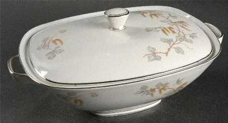 Birch Blossoms (Platinum Trim) Rectangular Vegetable Bowl No Lid
