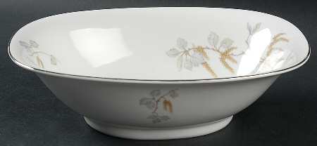 Birch Blossoms (Platinum Trim) 9" Oval Vegetable Bowl