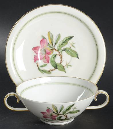 Blossoms of Spring Flat Cream Soup Bowl & Saucer Set