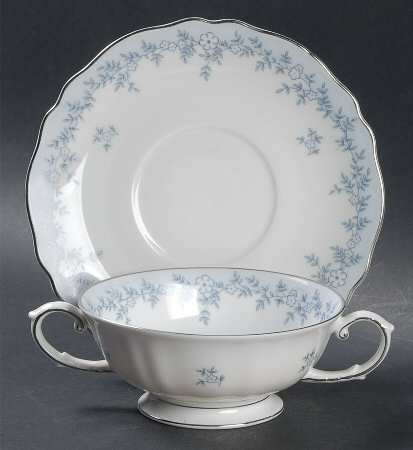 Delphine Footed Cream Soup Bowl & Saucer Set