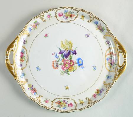 Dresden Flowers Handled Cake Plate