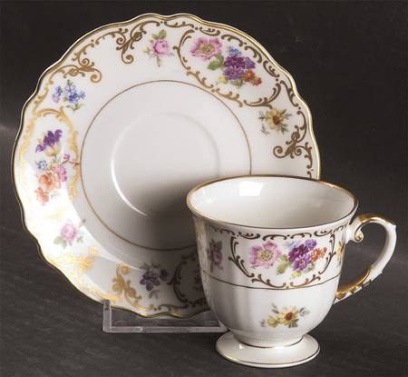 Dresden Flowers Footed Demitasse Cup & Saucer Set