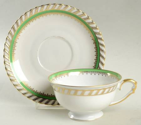 Emerald Footed Cup & Saucer Set