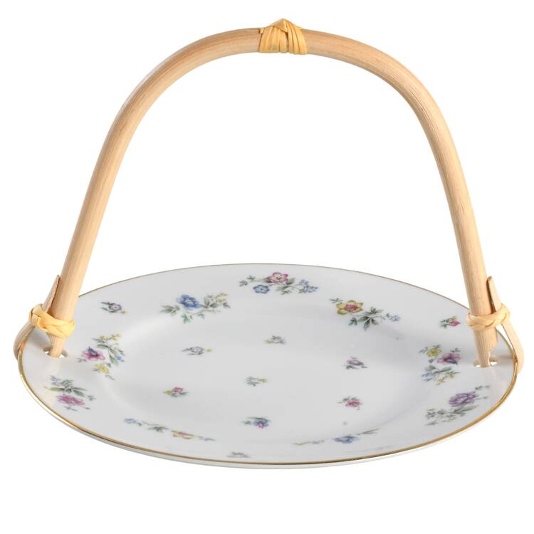 Fleurettes 5 3/8"-5 5/8" Bamboo Handled Serving Plate  HC
