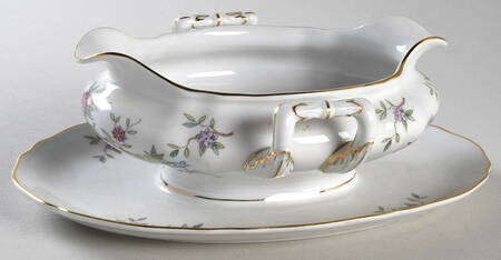 Flower Song Gravy Boat with Attached Underplate