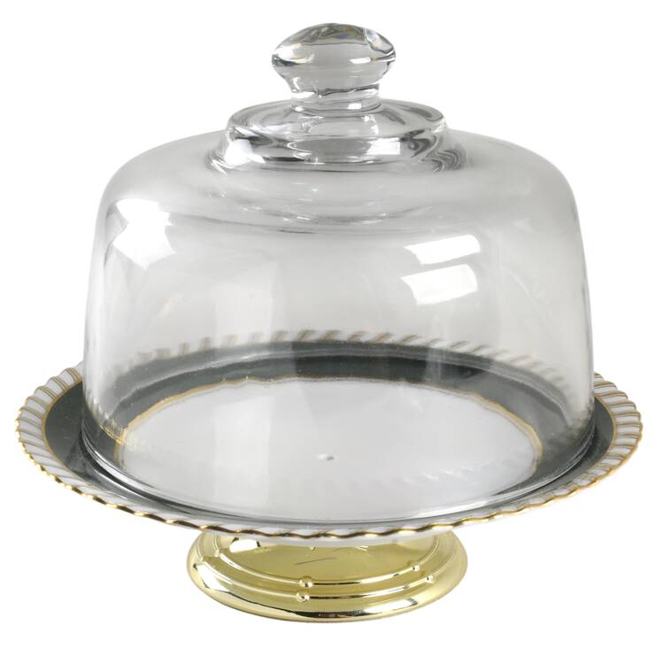Forest 6 1/2"-7 1/2" Footed Cheese Plate w/ Glass Dome HC