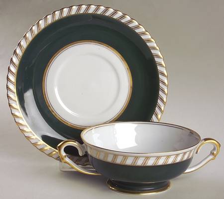 Forest Footed Cream Soup Bowl & Saucer Set