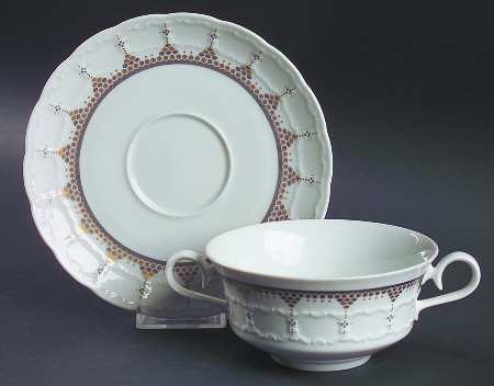FR59 Footed Cream Soup Bowl & Saucer Set by Franconia-Krautheim & Adelburg